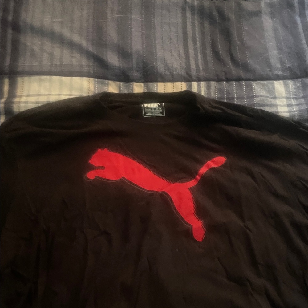 Puma Black Short-Sleeve Tee with Red Puma Cat